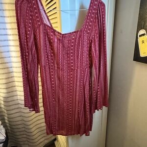 Bohemian Long Sleeve Dress in Red